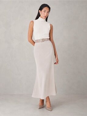 Forcast Caris Flared Maxi Skirt - Greige